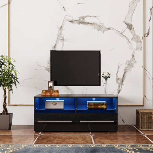TV Stand for 43+ Inch TV, 13.78" Tall Entertainment Center w/Sliding
