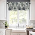 thumbnail image 3 of Green Boho Kitchen Curtains and Valances Set, Rod Pocket Curtains Tier Farmhouse Window Curtains 24 Inch Length, Shabby Ombre Retro Chic Flowers Texture 3 Piece Kitchen Curtains Set, 3 of 6