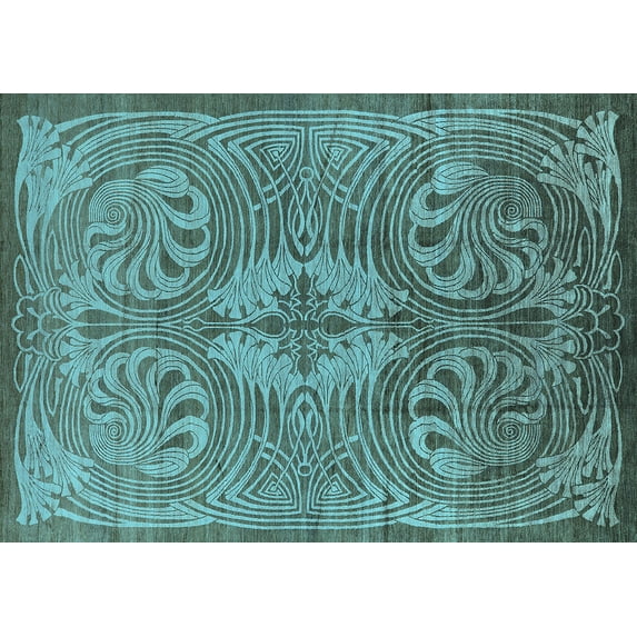 Ahgly Company Indoor Rectangle Oriental Light Blue Industrial Area Rugs, 2' x 3'