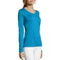 thumbnail image 2 of Hanes Sport Cool DRI Women's Performance Long Sleeve V-Neck T-Shirt Underwater Blue Heather S, 2 of 6