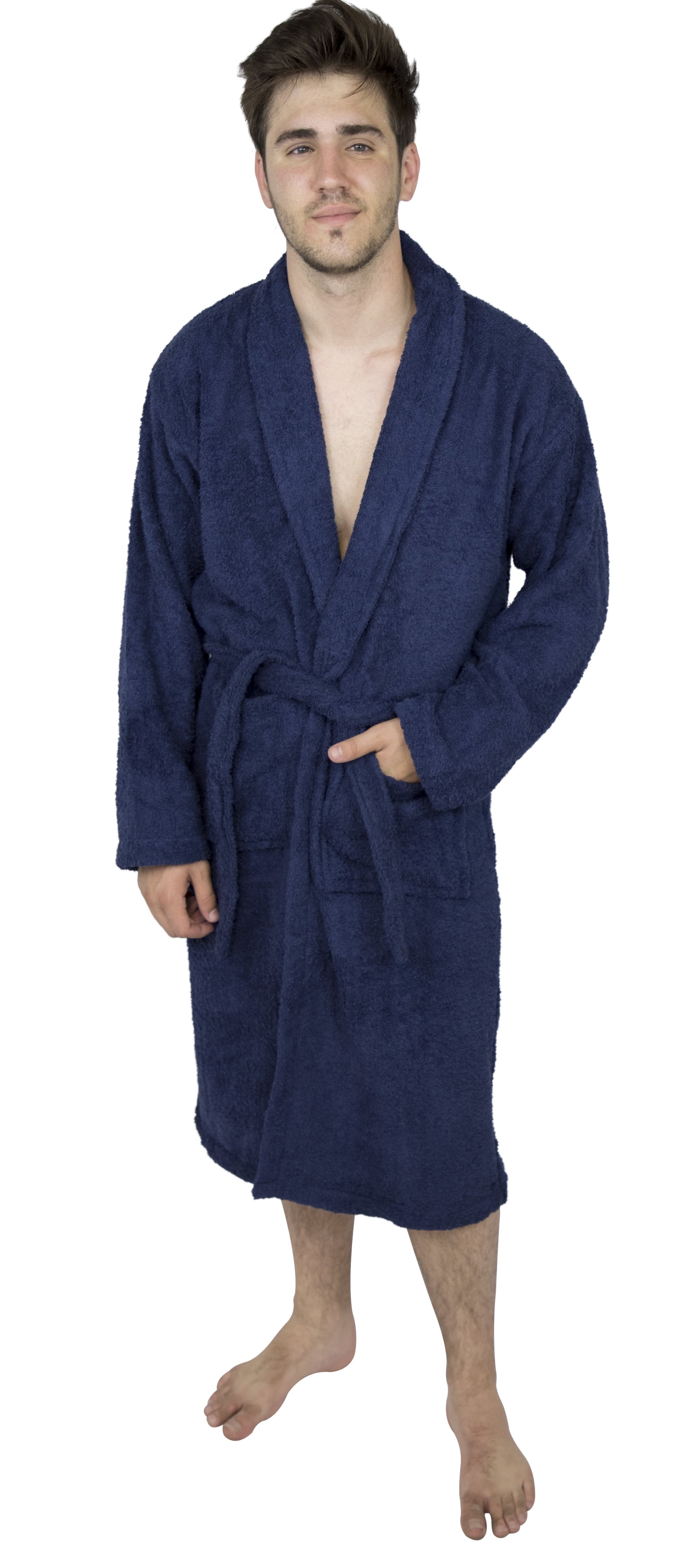 Men?s 100% Terry Cotton Bathrobe Toweling Robe Navy XXL - Walmart.com