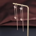 thumbnail image 4 of Sterling Silver CZ Star Dangle Earrings for Women Teens Long Dangle Earrings Threader Tassel, 4 of 11