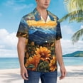 thumbnail image 2 of Lsque Sunset Sky Sunflower pattern Hawaiian Shirt for Men, Unisex Summer Beach Casual Short Sleeve Button Down Shirts-Medium, 2 of 9
