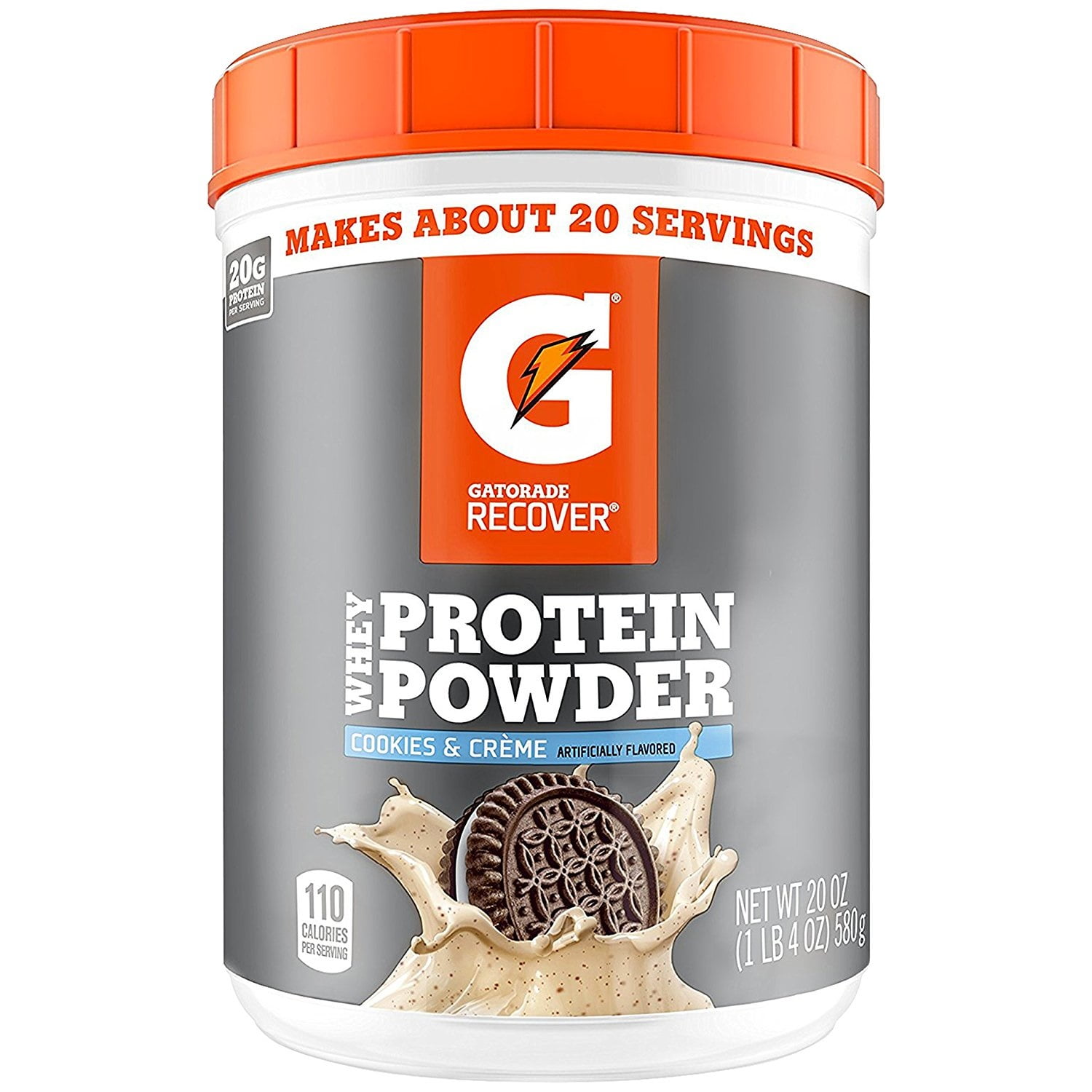 Gatorade Whey Protein Recover Powder, Cookies & Cream, 20g Protein, 21