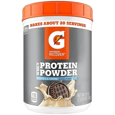 Gatorade Recover Cookies & Cream Whey Protein Powder Drink Mix, 20g Protein, 21 Oz Canister