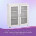 thumbnail image 7 of Kings Brand Furniture Wood Curio Accent Cabinet with 2 Frosted Glass Doors, 3 Inner Shelves, White, 7 of 7