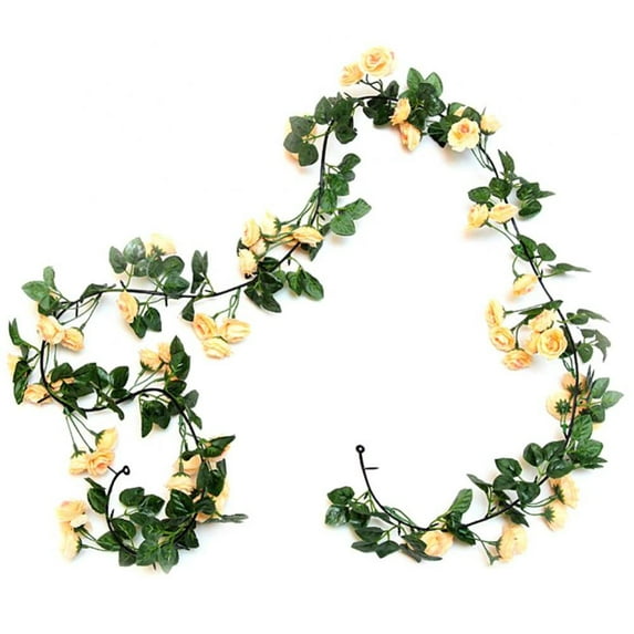 6FT Flower Garland Fake Flower Rose Vine Lifelike Silk Decorative Wall Hanging Plant for Wedding Arch Door Arrangement Party Garden Home Bedroom Office Decoration,69 Flower Heads