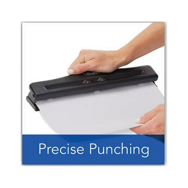 Business Source Adjustable Three-hole Punch - 3 Punch Head(s) - 100 Sheet -  10.2 x 10.4 x 6.2 - Black