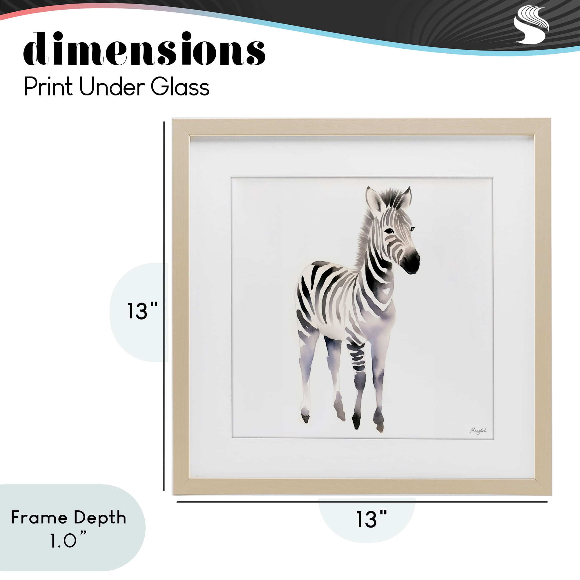 Stupell Industries Minimal Zebra Foal Birch Framed Print Under Glass, design by Roozbeh