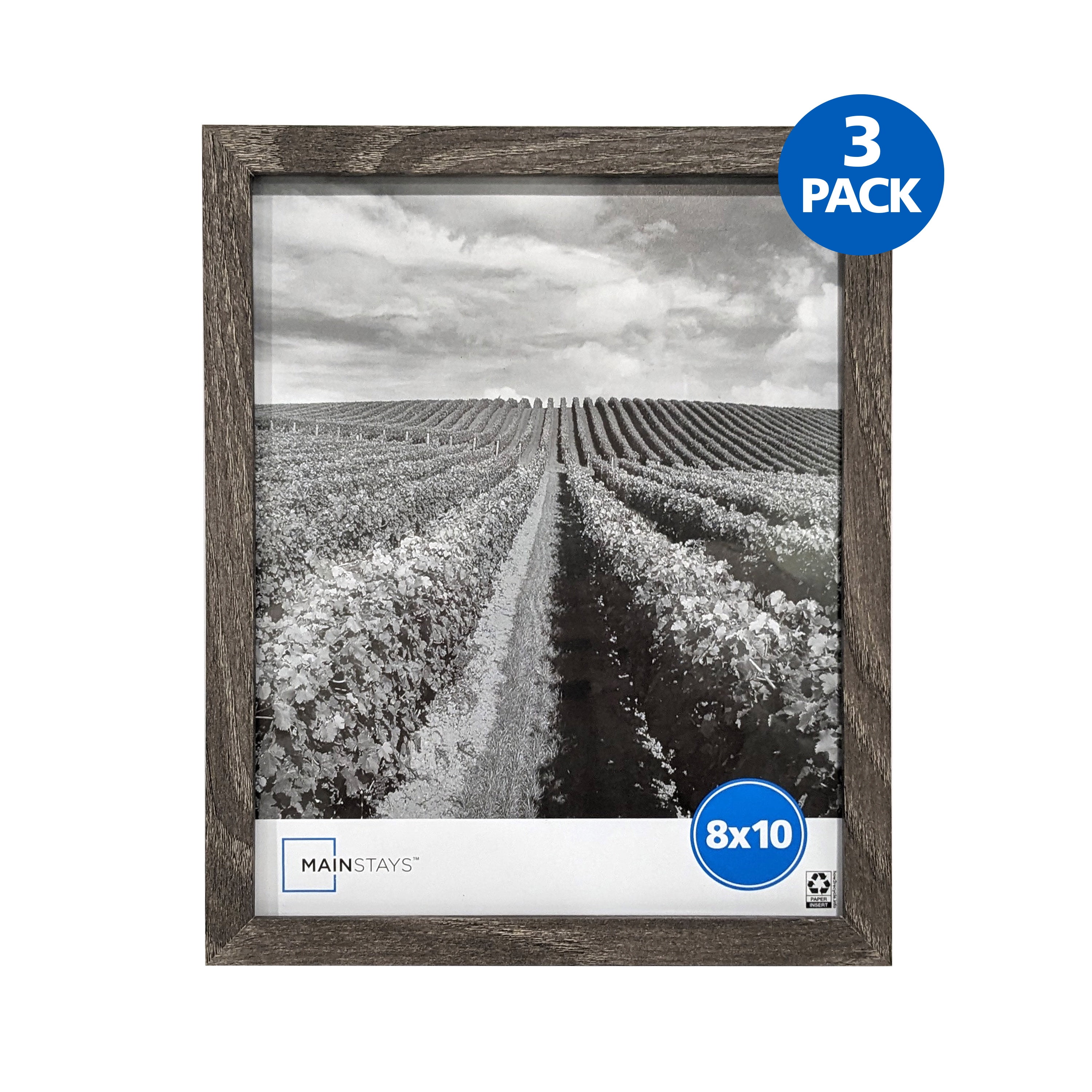(3 pack) Mainstays - 8x10 Picture Frame - Rustic Gray Gallery Linear Program Tabletop & Wall Photo Frame, Set of 3