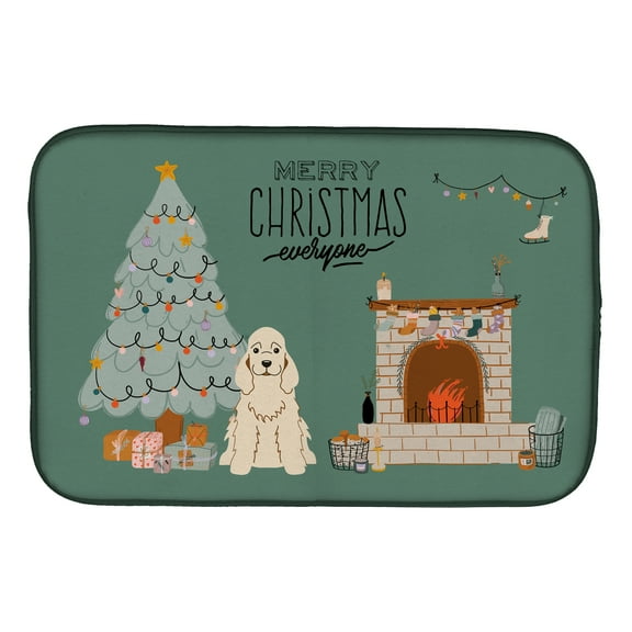 Buff Cocker Spaniel Christmas Everyone Dish Drying Mat