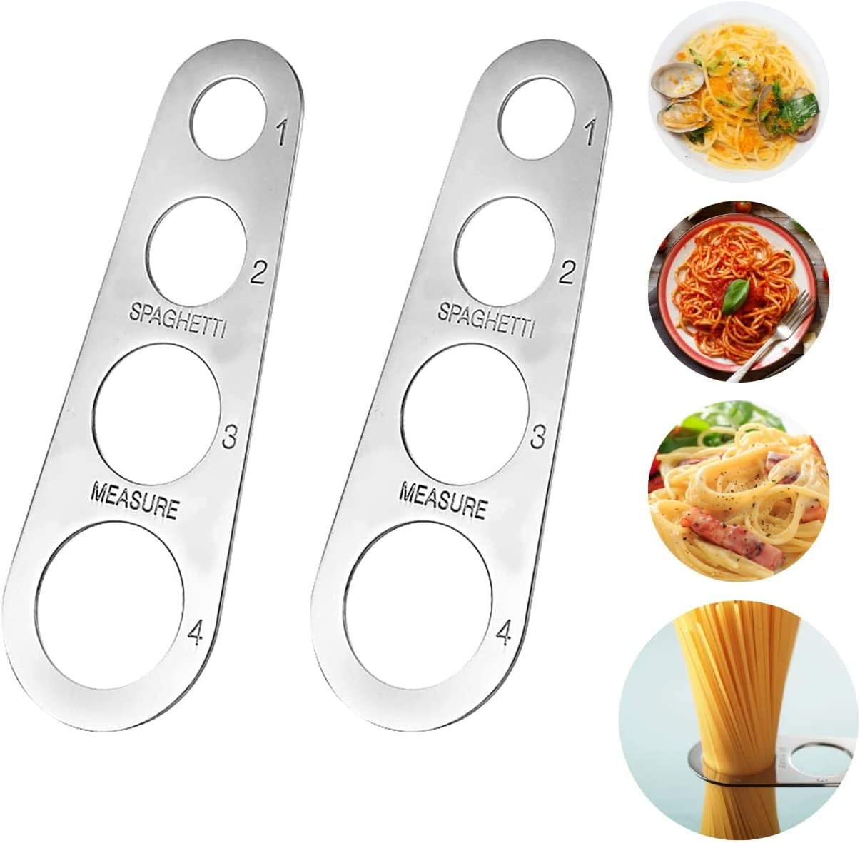 Pack of 2 Stainless Steel Spaghetti Pasta Measuring Tool with 4 Serving