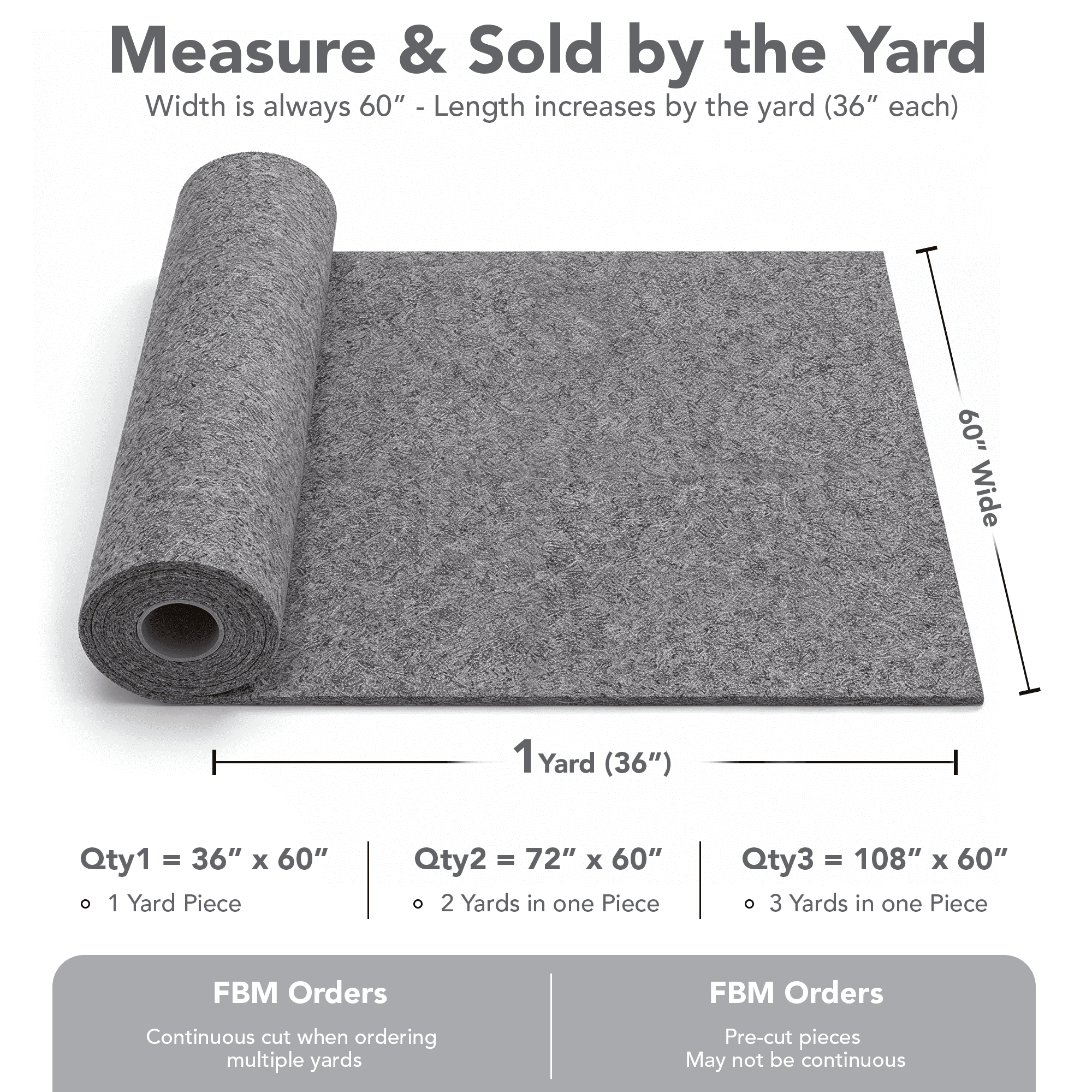 FabricLA Heather Gray Acrylic Felt Fabric - 3.2mm Thick, 60" Wide - Soft, Non-Stiff Craft Felt by The Yard - Ideal for Sewing, DIY Projects, Crafts & Padding - 2 Yard