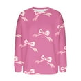 thumbnail image 5 of IROINNID Womens Printed Fleece Pullover Top Cozy Casual Long Sleeve Round Neck Off Shoulder Sweater Soft Comfortable Loose Fit Blouse for Home Daily Wear(Pink,L), 5 of 5