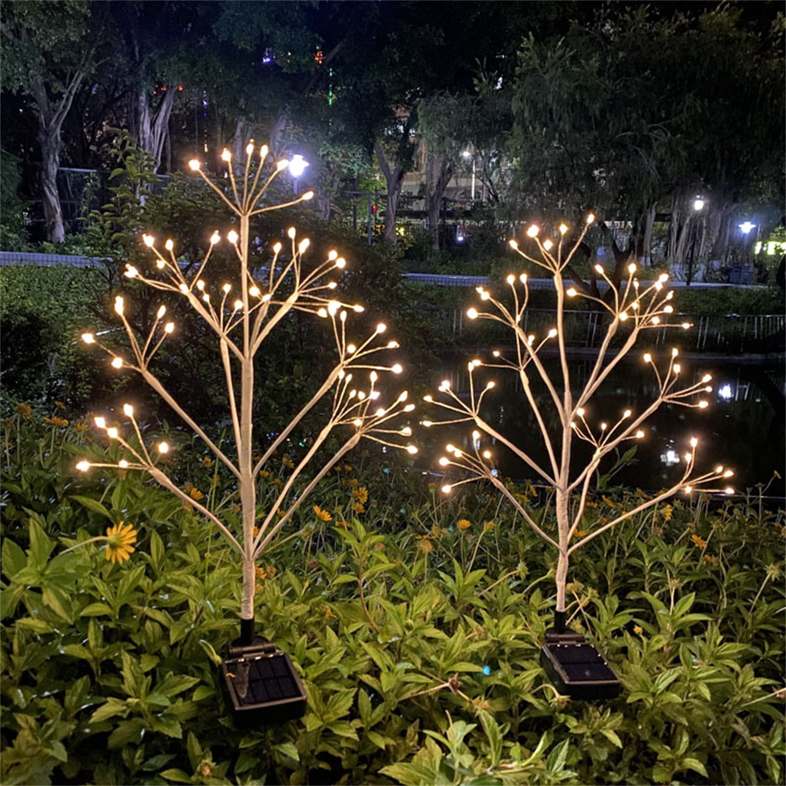 2pcs Solar Garden Christmas Lights, LED Copper Wire Tree Lights for Outdoor Decor, Solar-Powered String Lights for Courtyards, Festive Xmas Solar String Lights, 27.6in/70cm, White