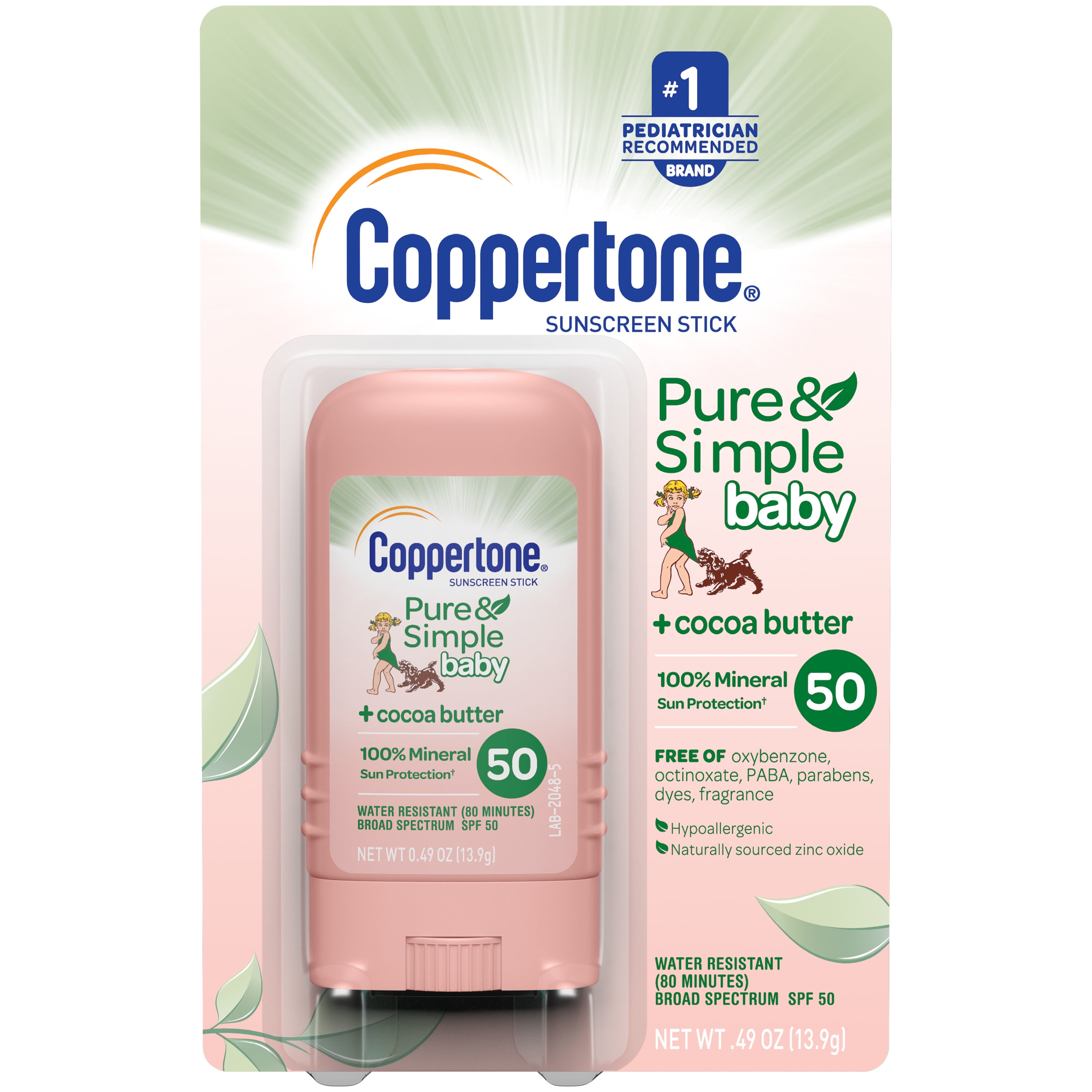 Coppertone Pure & Simple Baby SPF 50 Sunscreen Stick, 0.49 oz