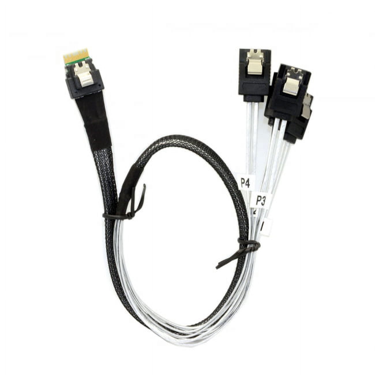 Chenyang CY Slim Line SAS 4.0 SFF-8654 4i 38pin Host to 4 SATA 7pin Target Hard Disk Fanout Raid Cable 50cm Cable