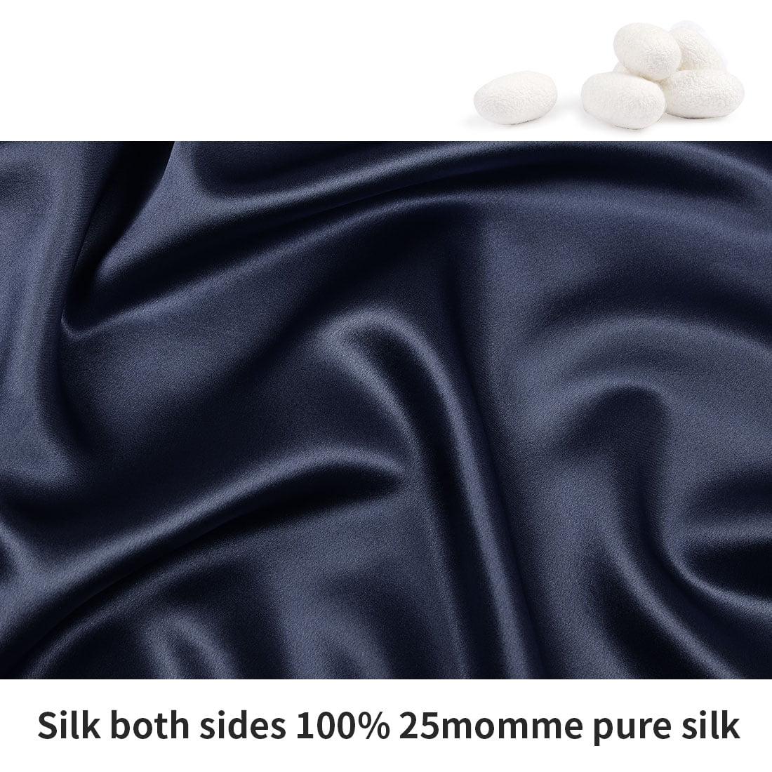Unique Bargains Mulberry Silk Pillowcase for Skin 25 Momme Navy Blue Standard