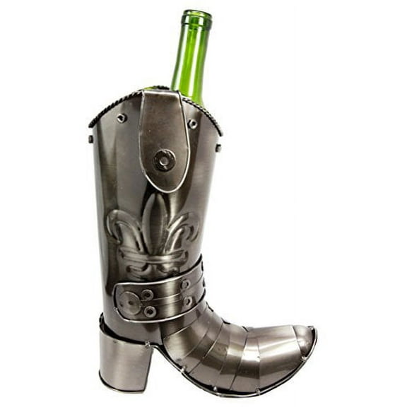 Atlantic Collectibles Le Fleur Suit of Armor Medieval Knight Boot Hand Made Metal Wine Bottle Holder Caddy Decor Figurine 11.25"H