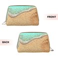thumbnail image 3 of Naloa Beach Footprint Leather Makeup Bag for Purse Travel, Portable Small Cosmetic Organizer for Women and Girls, Make up Bag with Zipper, 3 of 8