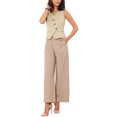 thumbnail image 2 of INSPIRAR CHIC Vestido de Oficina para Mujeres con Cuello en V, Botones, Sin Mangas, Chaleco Corto L Caqui, 2 of 6