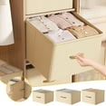 thumbnail image 1 of Caja de almacenamiento plegable con asas de madera • Organizador de ropa de tela • Cesta de almacenamiento de armario de gran capacidad • Tela no tejida, 1 of 2