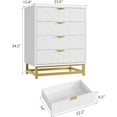 thumbnail image 3 of GAOMON Modern 4 Drawer Dresser, Wide Chest with Gold Metal Legs & Handles, Wood Storage Organizer for Bedroom, Living Room, Hallway, White, 3 of 6