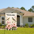 thumbnail image 2 of Amhnf Welcome Birds And Pink Peonies On White Fence Garden Flag For Home Outdoor Garden Yard Decor 12x18 inch, 2 of 5