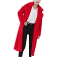 thumbnail image 2 of Olyvenn Women's Winter Warm Long Overcoat Faux Fur Coat Fluffy Plush Outerwear Mid-Length Thickened Warm Coat Solid Color Lapel Long Sleeve Overcoat Red 6, 2 of 6