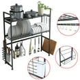 thumbnail image 2 of Fichiouy 2-Tier Over Sink Dish Bowl Drying Rack Stainless Steel Drainer Shelf Kitchen Cutlery Holder Organizer Black, 2 of 10