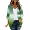 thumbnail image 1 of AherBiu Womens Cardigans Lightweight 3/4 Sleeve Striped Open Front Cardigans Fall Trendy Casual Outerwear, 1 of 5