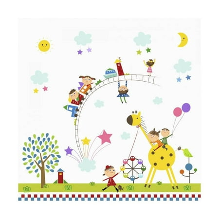 Happy Children in Amusement Park Print Wall Art By