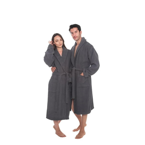 Ozan Premium Home  Chevron Luxury Collection 100% Turkish Cotton Unisex Bathrobe Grey SM