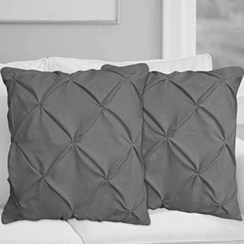 Hotel Quality Dark Gray Pinch Pleated Pintuck Euro Pillow Shams Set of 2 - Hypoallergenic 600-TC 100% Egyptian Cotton Decorative Pintuck European Pillow Sham (Dark Gray, Euro 28'' x 28'')