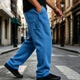 thumbnail image 3 of Mens Lightweight Baggy Sweatpants Wide Leg Casual Workout Pants | Premium Cotton Blend, Elastic Waist Inner Outer Drawstring, Y2K Oversized, Breathable for Gym Lounge Blue S, 3 of 8