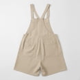 thumbnail image 5 of Jinhomg Linen Rompers for Women Adjustable Strap Summer Loose Bib Overalls Sleeveless Casual Shorts Jumpsuit with Pockets Beige M, 5 of 10