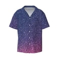thumbnail image 3 of Goofa Violet Glitter Printed Men's Casual Short-sleeved Shirt,Lightweight Breathable Button-down,Summer Casual men's top,Versatile Fashion shirt-Large, 3 of 7