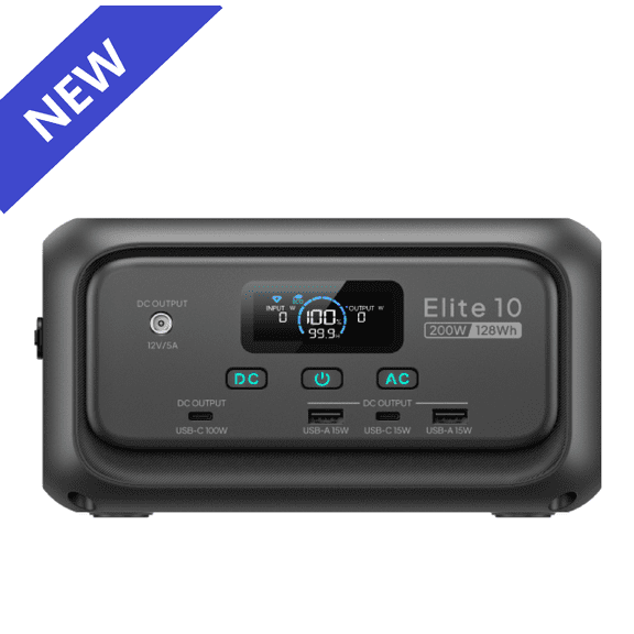 BLUETTI Elite 10 Portable Power Station, 128Wh LiFePO4 Battery, 200W AC Outlet, Solar Generator for Camping, Travel and Home Backup