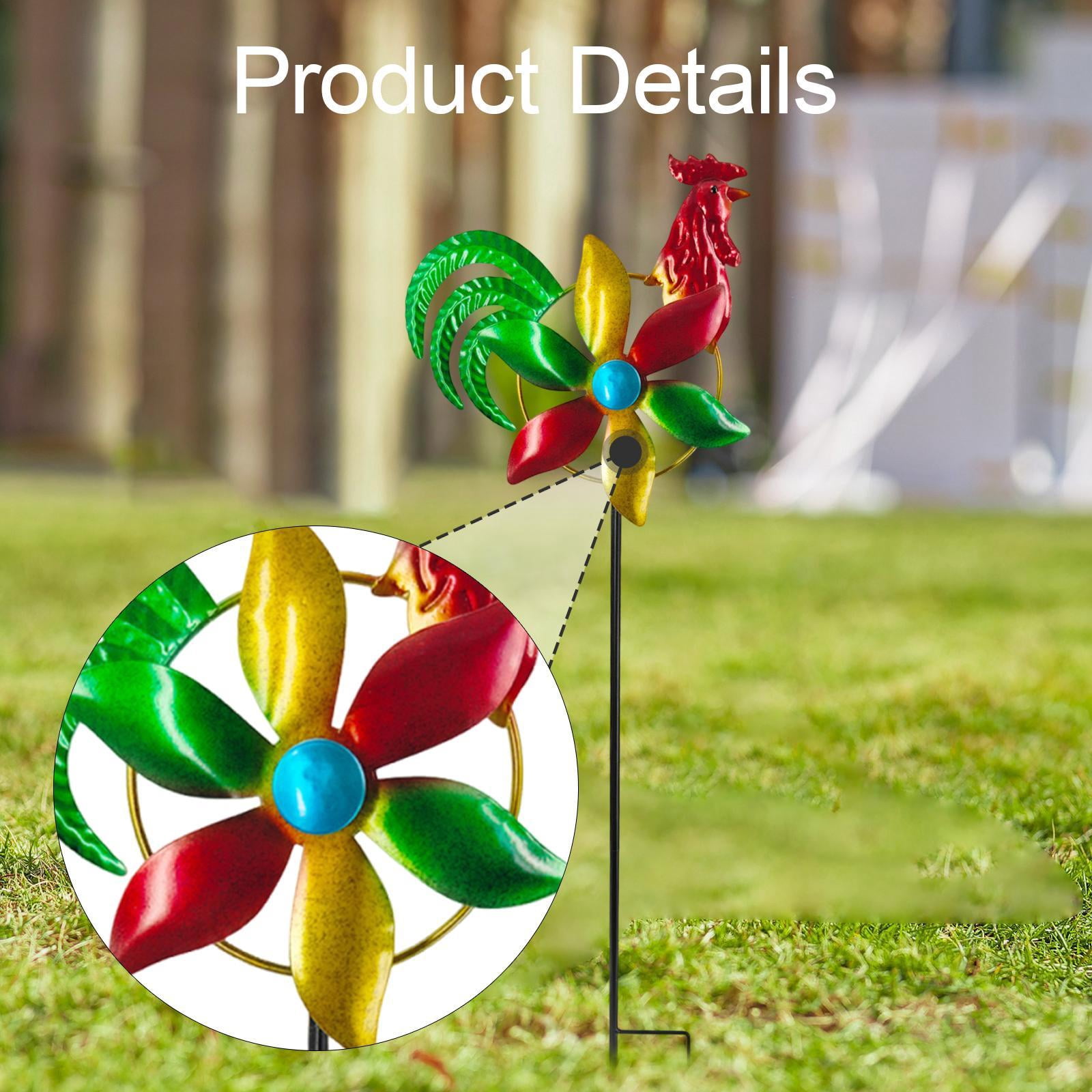 Miulika Wind for Garden Iron Rooster Windmill Ornament Gifts Iron Art Yard Stake Decoration Lawn Ornament for Balcony Outdoor