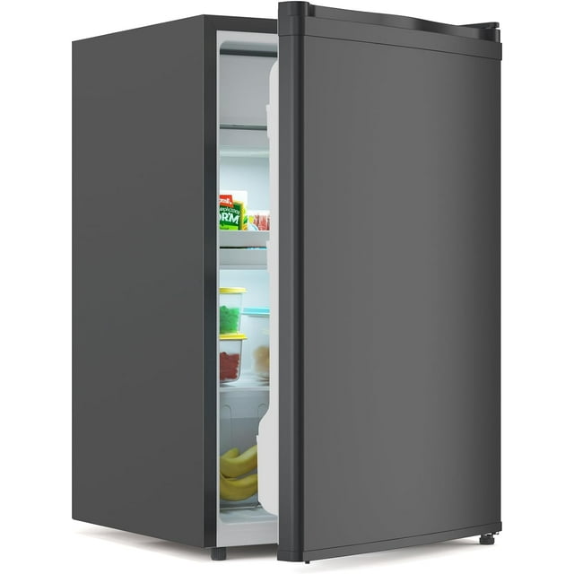 Mini-frigo de 4,3 Pi3 avec Congélateur, Mini-Frigo à Porte Simple, 7 Réglages de Température Réglables, Mini Réfrigérateur pour Appartement Chambre, Bureau, Dortoir, Noir