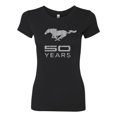thumbnail image 2 of Wild Bobby, Ford Mustang Logo 50 Years Vintage Emblem, Cars and Trucks, Women Slim Fit Junior Tee, Black, Small, 2 of 4