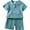 Lake blue, variant on WIBACKER 9M-7Y Kids Boy's Short Sleeve Linen Pajama Sets, Toddler Boy Summer 2-Piece Lounge Set