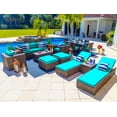 thumbnail image 1 of Sorrento 16-Piece Resin Wicker Outdoor Patio Furniture Combination Set in Brown w/ Sofa Set, Six-seat Dining Set, and Chaise Lounge Set (Flat-Weave Brown Wicker, Sunbrella Canvas Aruba), 1 of 4