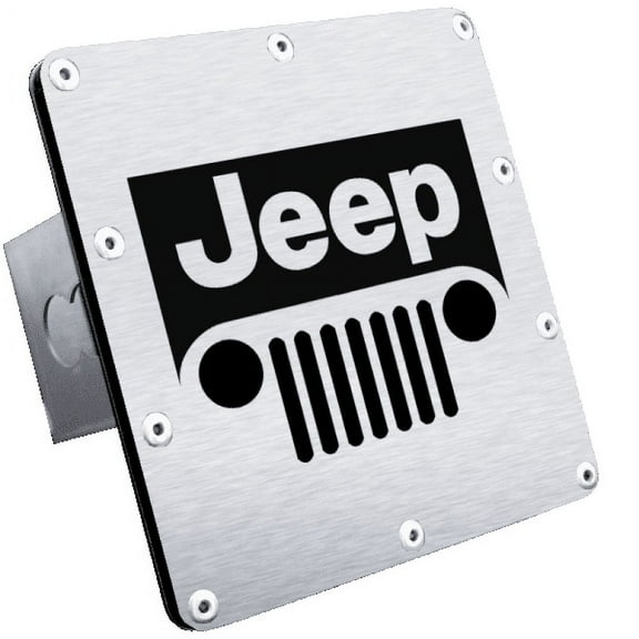 Au-TOMOTIVE GOLD Class III Trailer Stainless Steel Hitch Plug for Jeep Grill (Brushed Chrome)