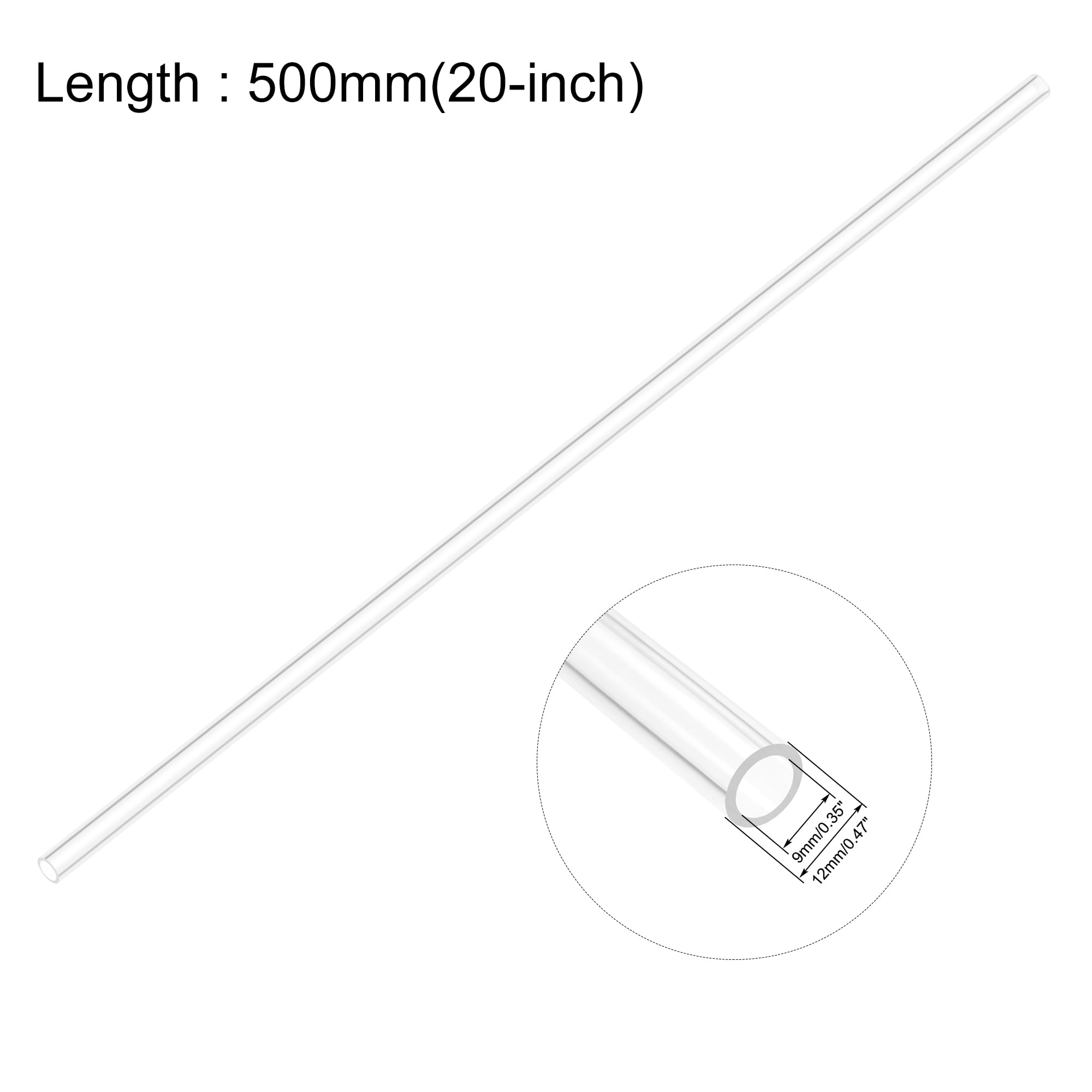 Unique Bargains Rigid Acrylic Pipes Round Tube 0.35" ID x 0.47" OD x 19.69" L