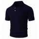 thumbnail image 3 of Ceisia Men's Slim Fit Short Sleeve Polo Shirt Solid Color Vertical Stripe Knit with Chest Pocket Navy L Gifts, 3 of 7