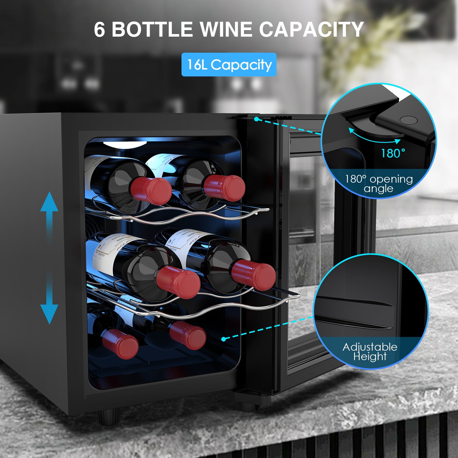 Rocita 6 Bottle Wine Cooler Refrigerator 16L Mini Fridge Counter Height Wine Refrigerator for Outdoor and Home Use in Iraq at IQD 220950 Rating 5