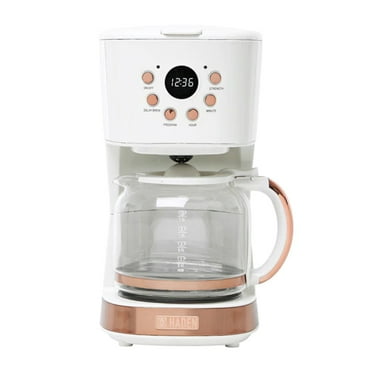 Open Box Haden Heritage 12 Cup Retro Coffee Maker Machine, Ivory/Copper