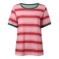 thumbnail image 5 of DHFJKG Womens Tops Striped Color Block Short Sleeve T Shirts Crewneck Casual Loose Fit Basic Tee Shirt Summer Trendy Tops, 5 of 7