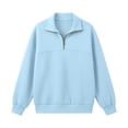 thumbnail image 7 of Women's Half Zip Pullover Sweatshirt Oversized Long Sleeve Mock Neck Casual Top with Collar Solid Color Relaxed Fit Fleece Jumper, 7 of 7